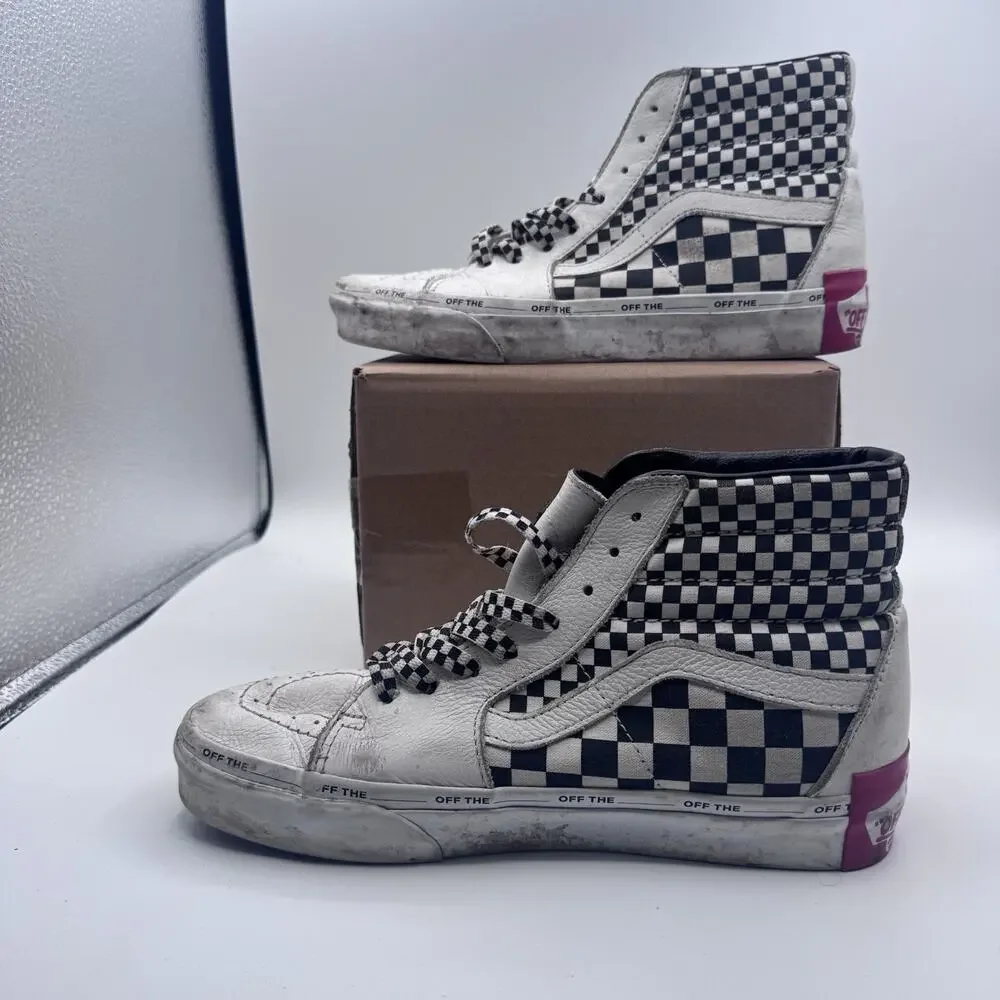 Van's Off The Wall SK8 Hi-Top Checkered Leather Skate Sneakers Men's 7 Size